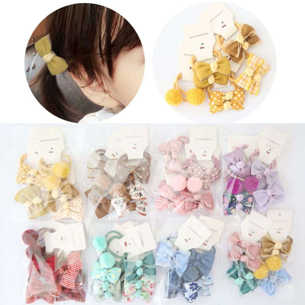 Cinta de goma elástica con lazo para niña y niño, lazos para el pelo de princesa, accesorios para el cabello de flores, Bola de felpa pequeña, 10 piezas
