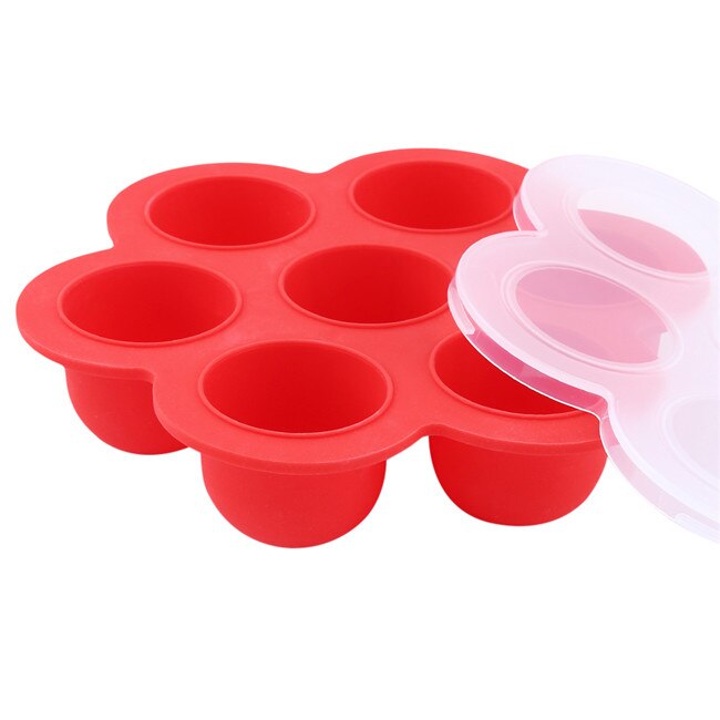 Infant Flower Lattice Fruit Breast Milk Storage Box Safety Silicone Freezer Tray Crisper Portability Kids Food Container: Red