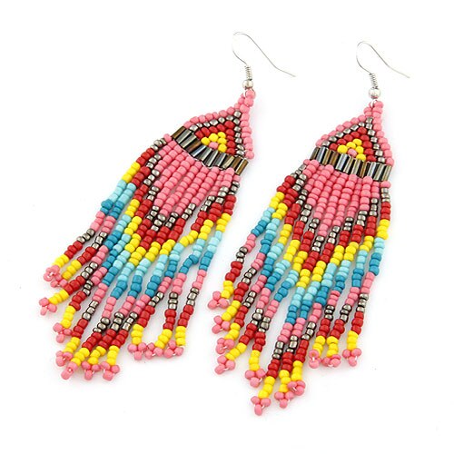 Bijuterii etnice cercei boho cu ciucuri femei boeme ciucuri lungi mărgele de semințe bijuterii franjuri lucrate manual pentru femei: Culoare 1