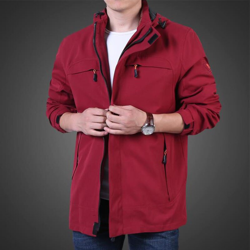 Men Outdoor Autumn Winter Warm Zipper Jacket Waterproof Windproof Thermal Hooded Jacket Trekking Climbing Hiking Sports Overcoat