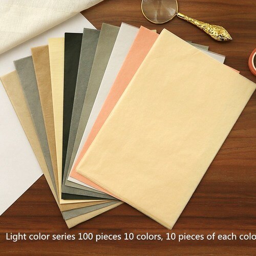 100 Sheets/Bag Retro Kleurrijke Tissue Papier Wrapping Craft Papier Diy Kid Vouwen Handgemaakte Papier Party Decor Diy verpakking: Light color series