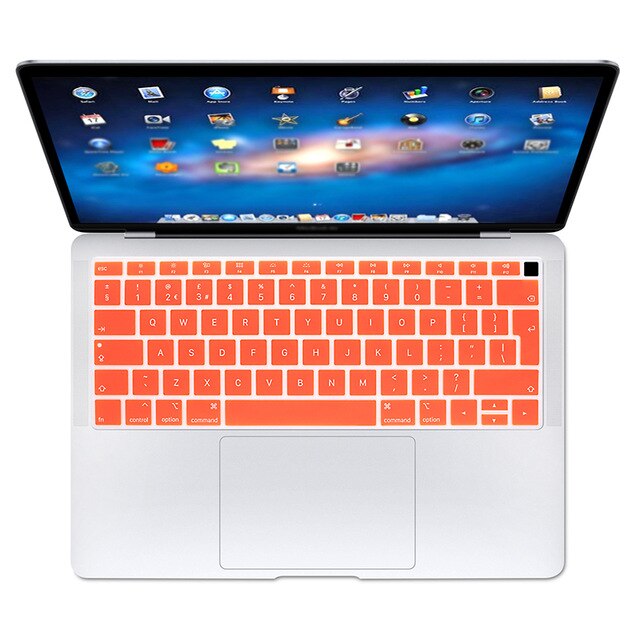 MacBook Air 13 A1932 Keyboard Protector - Silicone Euro Layout Dustproof Waterproof Skin: Orange