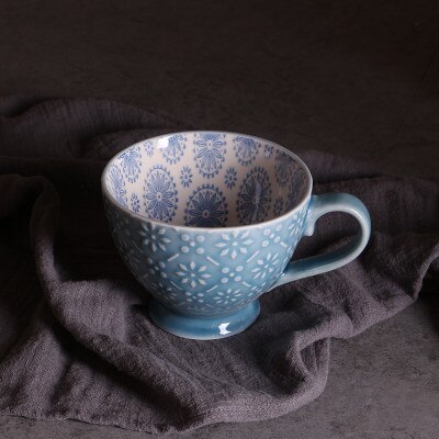 Keramische Handgeschilderde Koffiekopje Creatieve Vintage Cup Cafe Bar Levert Reliëf Persoonlijkheid Ontbijt Cup: 6