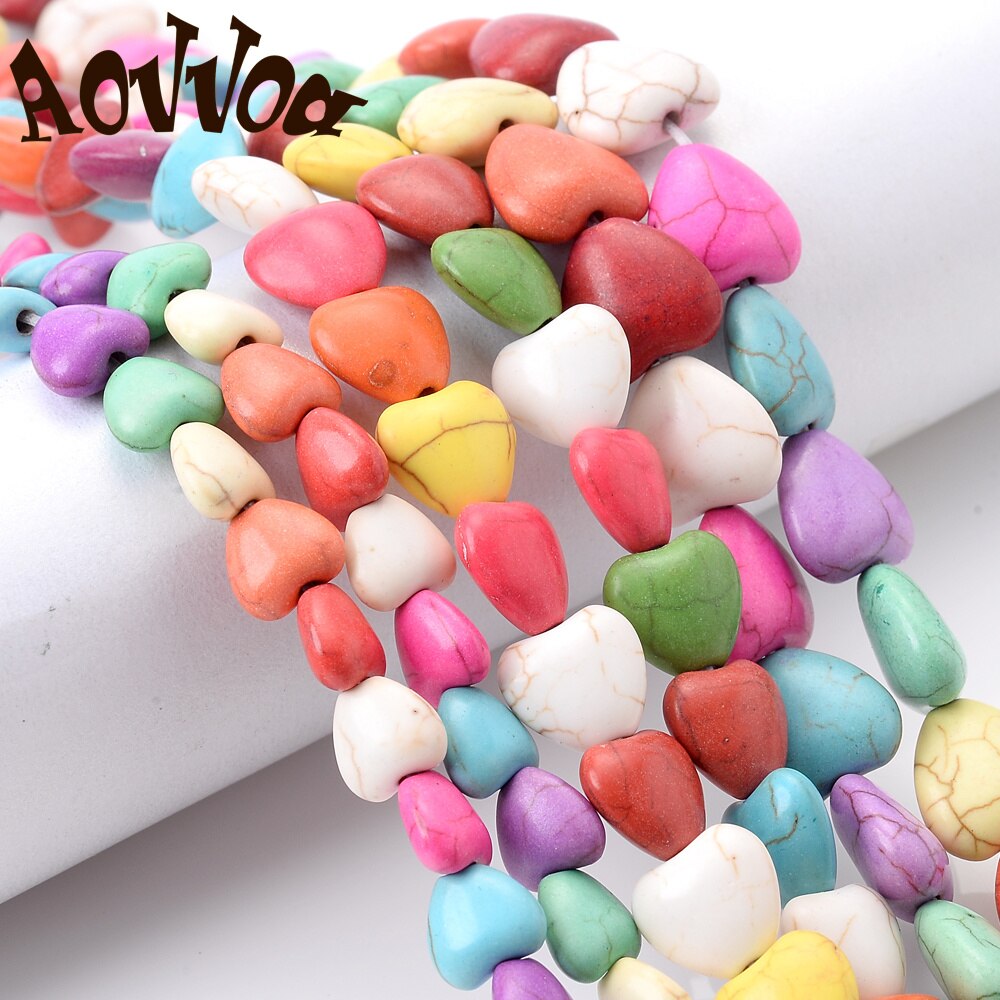 Colorful Love Heart Stone Beads Natural Turquoises Loose Spacer Beads for Jewelry Making DIY Charms Bracelet Necklace 8 10 12mm