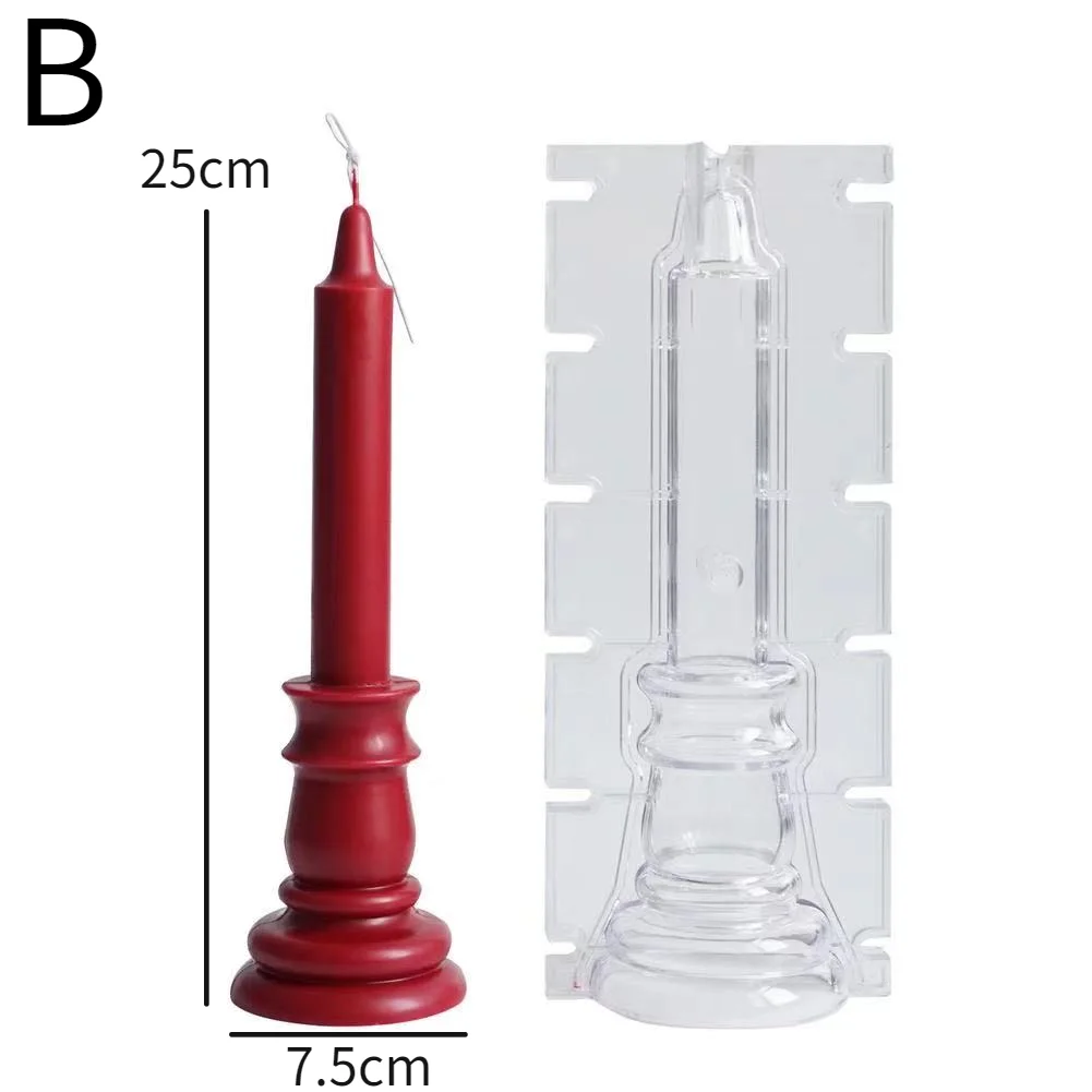 Candelabro cilíndrico de aguja grande con forma de vela, molde de plástico, vela artesanal para iglesia, Kit hecho a mano, decoración de de boda y de cumpleaños: Verde claro