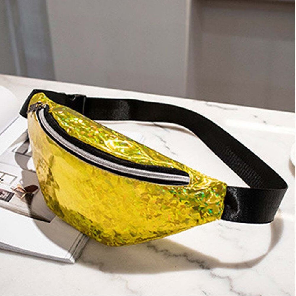 Frauen Reversible Pailletten Glitter Taille Fanny-Pack Gürtel Bum Tasche Beutel Hüfte Geldbörse Messenger Tasche Reise Brieftasche: Gelb