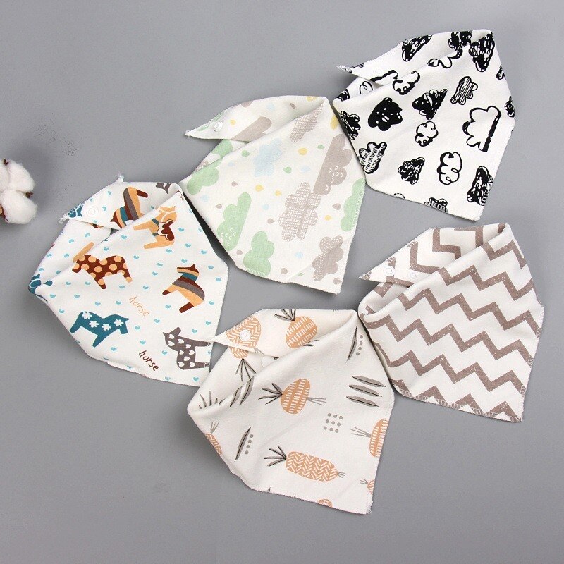 5Pcs Slabbers Bandana Katoen Babyvoeding Schort Driehoek Leuke Baby Slabbetjes Meisjes Jongens Cartoon Voeden Sjaal Kraag Bib burp Doek