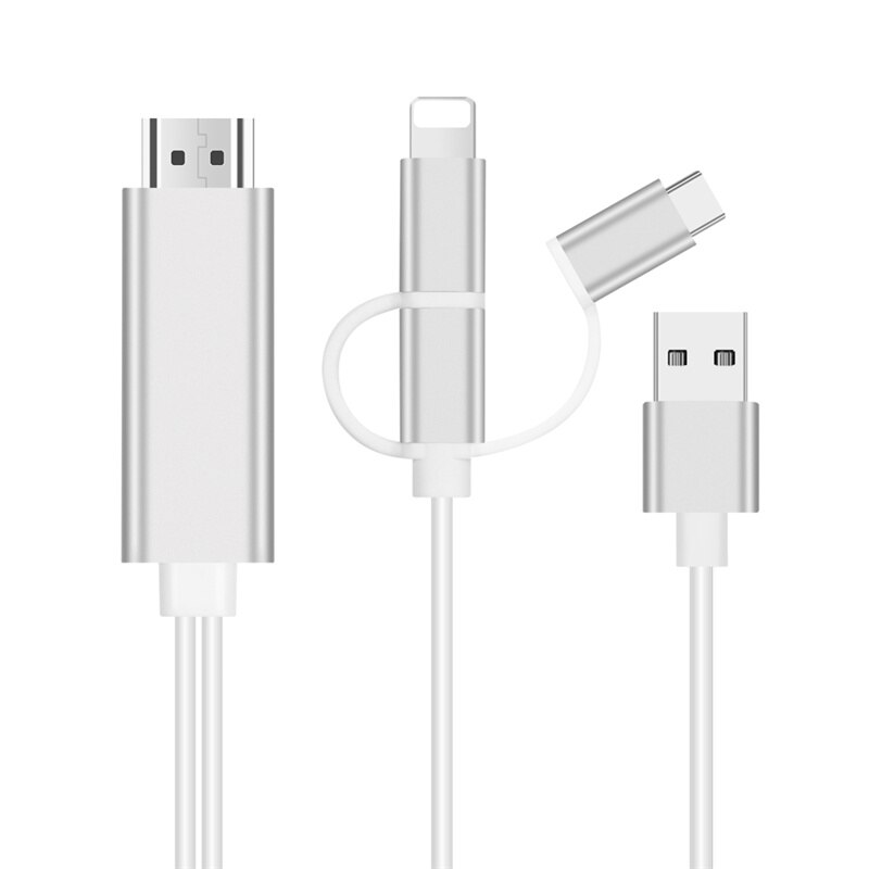 3 in 1 USB Kabel zu usb Für iphone 11 Telefon zu hdtv für Mikro beleuchtung hdm 3 in 1 USB kabel