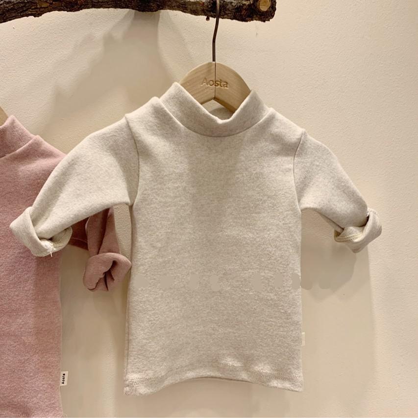 Baby Jongens Lange Mouw T-shirt Tops Solid Katoen Half Hoge Kraag Lange Mouw Tops Bottom Shirt Kid Meisjes Kleding: 796434beige / 6m