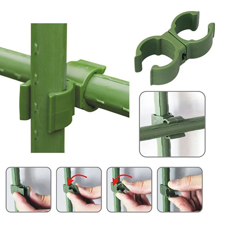 35Pcs Bracket Climbing Frame Set Plant Pile Connector Clip Connecting Cross-Buckle Fixing Joints Plastic Garden Tools