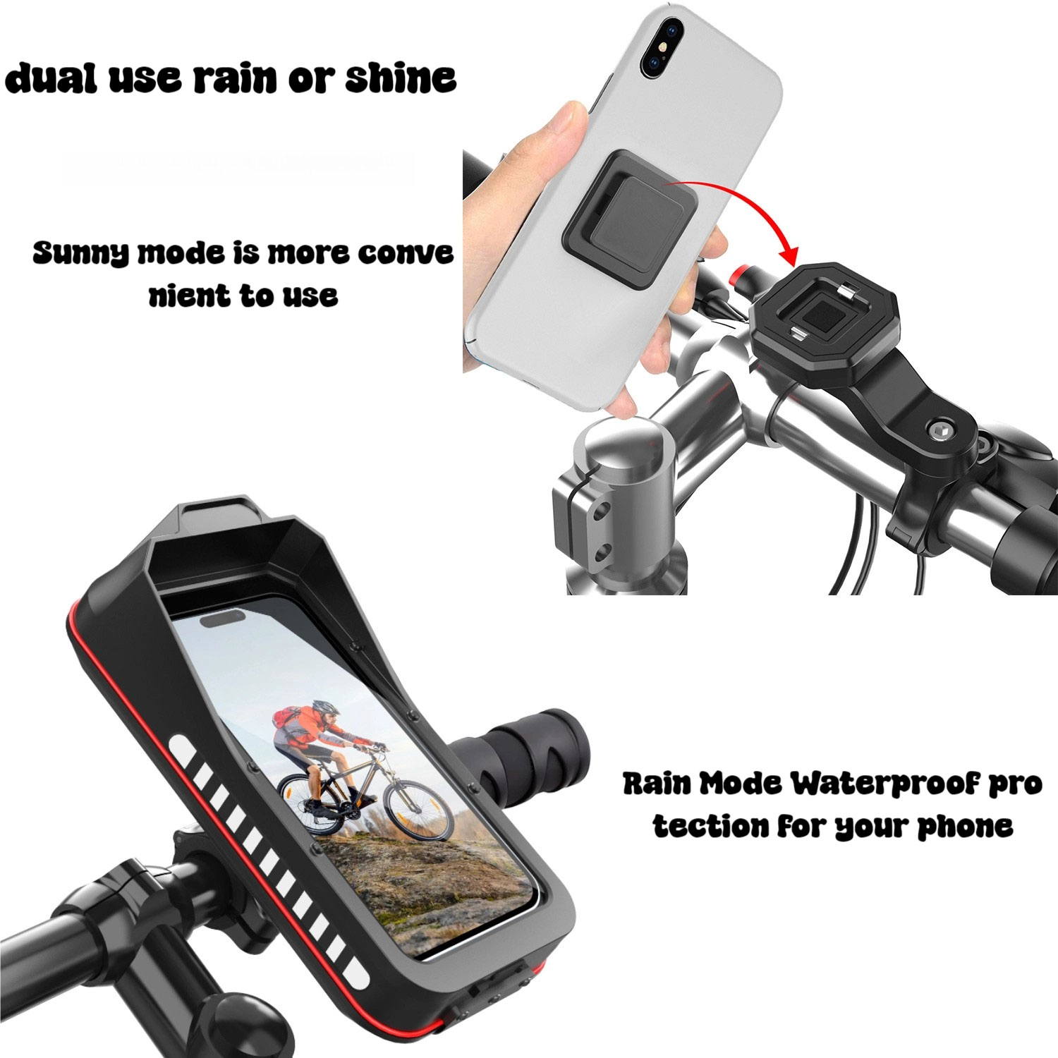 Fietstelefoonhouder Waterdichte, waterdichte motorfietstelefoonhouder Fietstelefoonhouder Tas Met stuurbasis en touchscreen