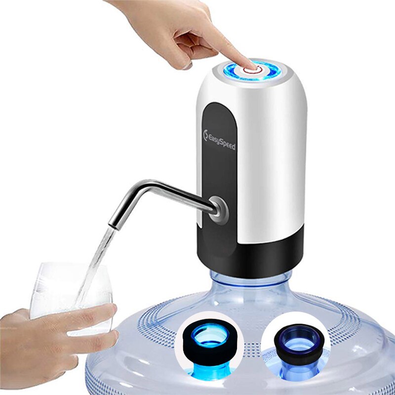 EASYSPEED, DISPENSADOR DE Agua con luz, ELECTRICO Y PORTATIL para BOTELLONES DE 5,8,10,12,13 Y 20 litros (Negro)