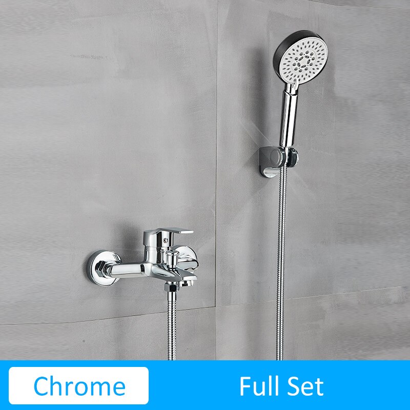Quyanre Matte Black Bathroom Shower Faucet Bathtub Cold Water Mixer Tap Black Chrome Bathroom Shower Faucet Mixer Taps: Chrome  Full Set