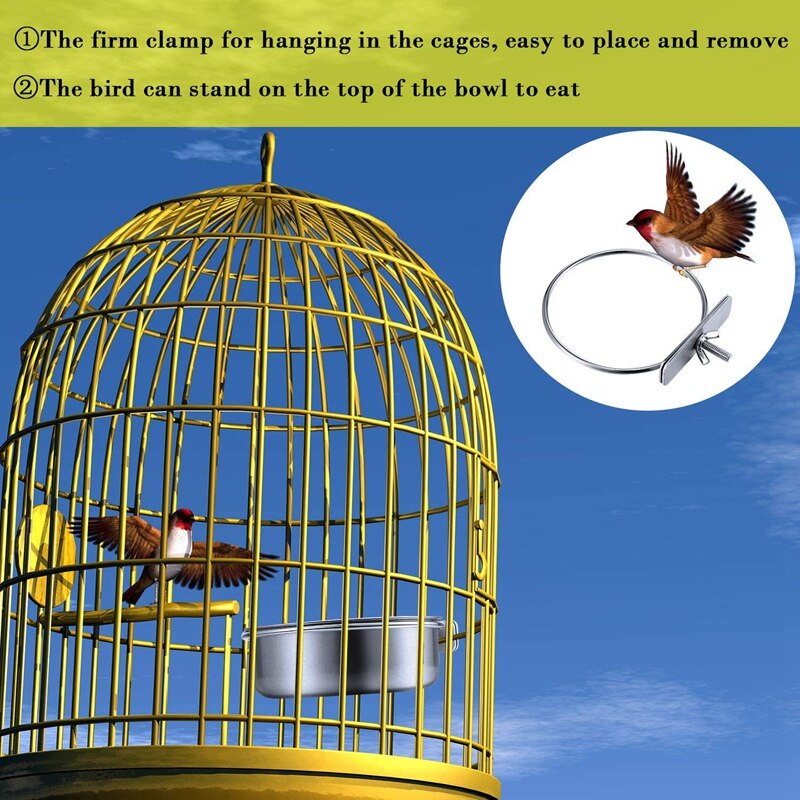 3 Pieces of Bird Feeder Cup Stainless Steel Parrot Feeder Cup Animal Cage Water Food Bowl (S+M+L)
