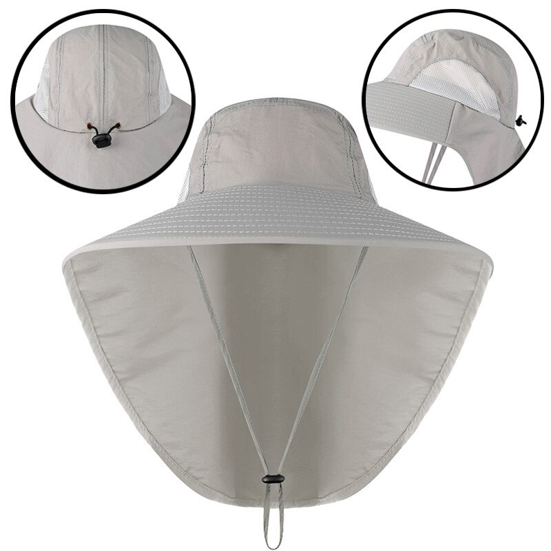 Chapeau de Protection contre les UV pour le cou, casquette de Protection solaire à large bord, pour voyage, Camping, randonnée, bateau: Light Grey