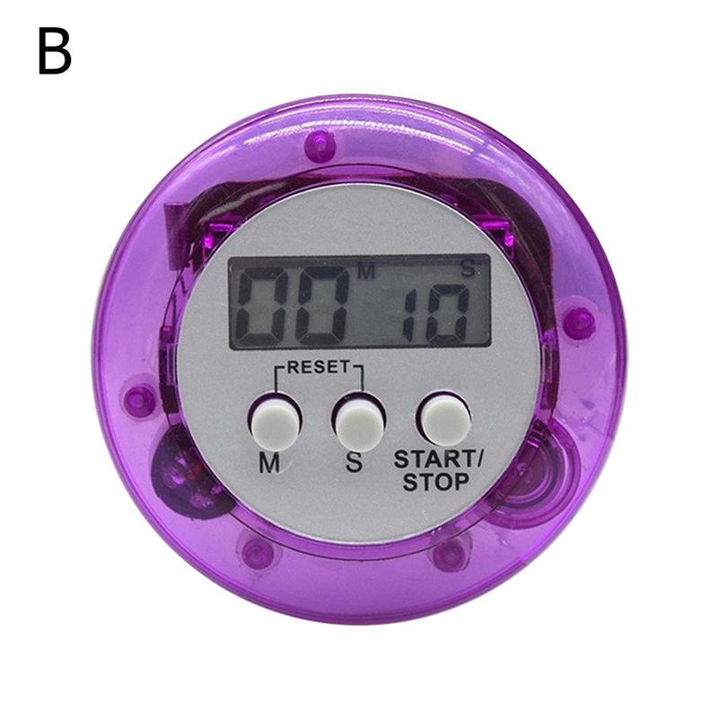 Five Kinds Of Color Circular LCD Digital Kitchen Countdown Timer Cooking Counter Reverse Timer Alarm Clock Magnetic: Purple