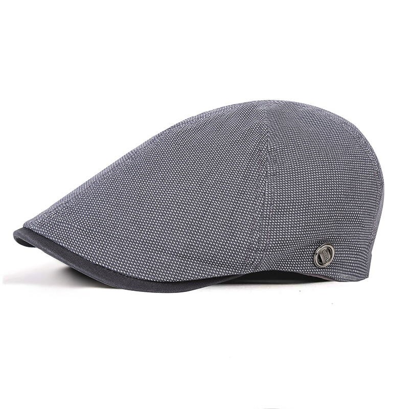 Wuaumx Branded Casual Spring Summer Men Berets Hats Women Newsboy Caps Cabbie Duckbill Ivy Flat Hat Herringbone Caps Adjustable: Dark Gray