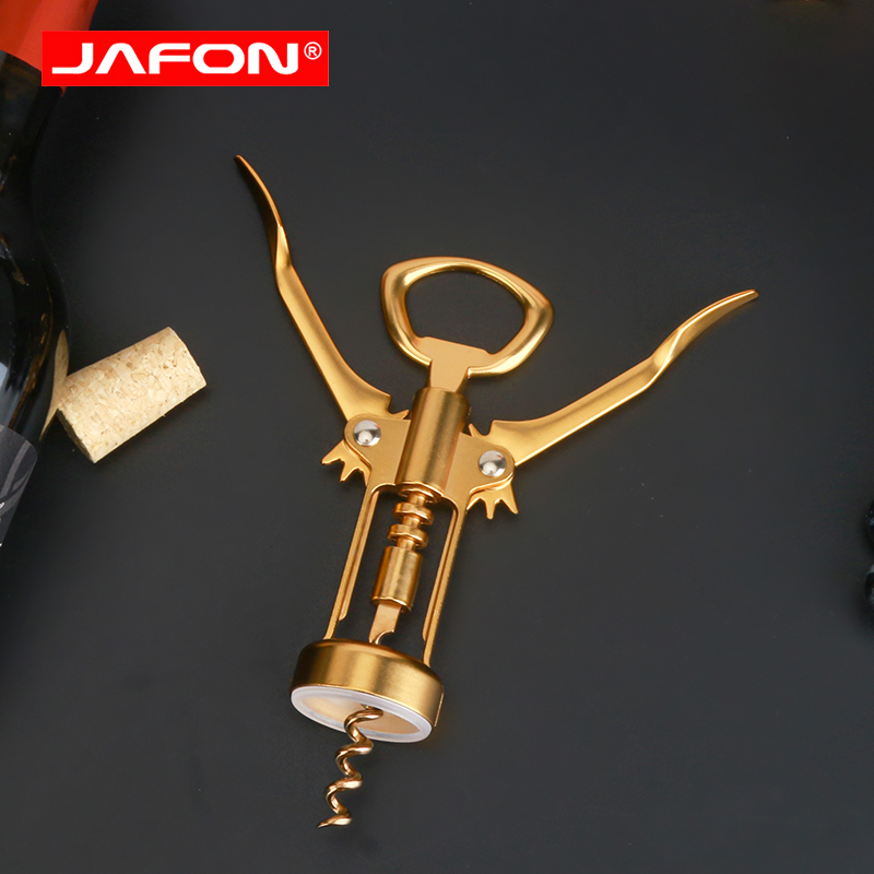 Dark Gold Wine Opener Wing Corkscrews with Beer Bottle Opener Stooper and Bag in Box for Kitchen Accessories Idea