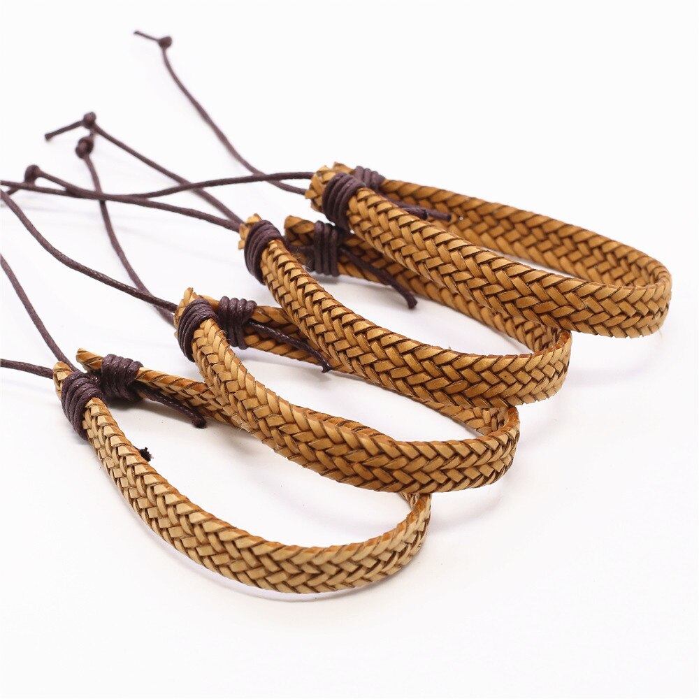 50 unids/lote tejido hecho a mano de cuerda de cuero de los hombres Pulseras para las mujeres Femme Homme hombre Pulseras joyería libremente