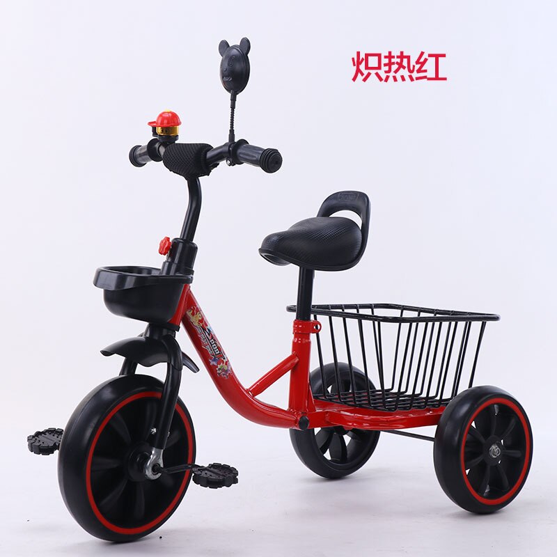 LazyChild Children&#39;s Tricycle Bicycle 2--6 Years Old Baby Bike Baby Carriage Toy Car With Music Light High Carbon Steel Frame: red