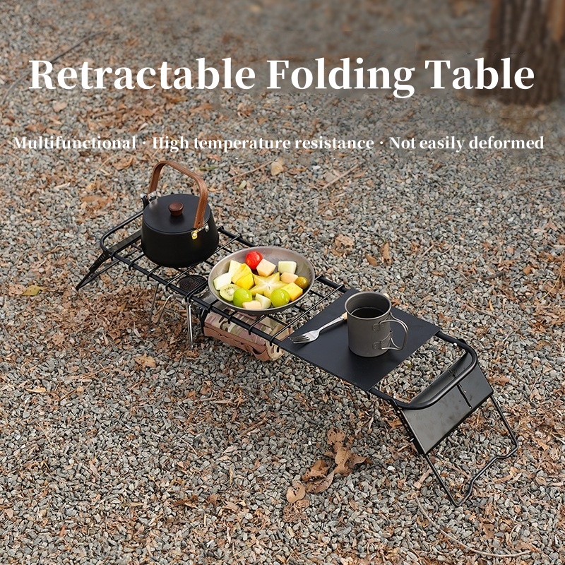 Outdoor telescopische campingtafel Opvouwbaar mini-kachelrek In hoogte verstelbare klaptafel Multifunctionele draagbare roostertafel