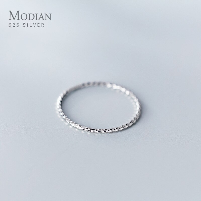 Modian Authentische 925 Sterling Silber Runde Kreis Dünne Finger Ring für Frauen Einfache Geometrische Ringe Edlen Schmuck Bijoux