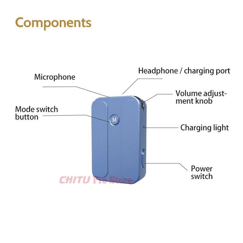 Powerful Rechargeable Pocket Hearing Aids for Moderate to severe Deafness Headphones Portable Pocket Talker