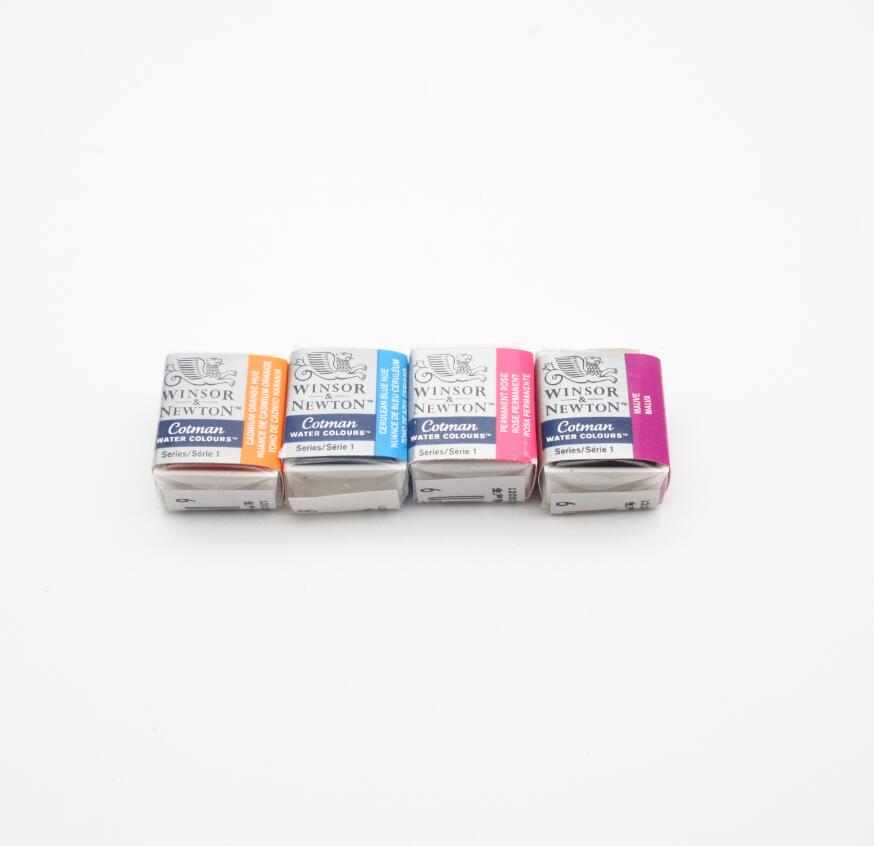 Winsor & newton cotman solid akvarellmaling halvpanne 40 farger blå akvarellpensler: 4a