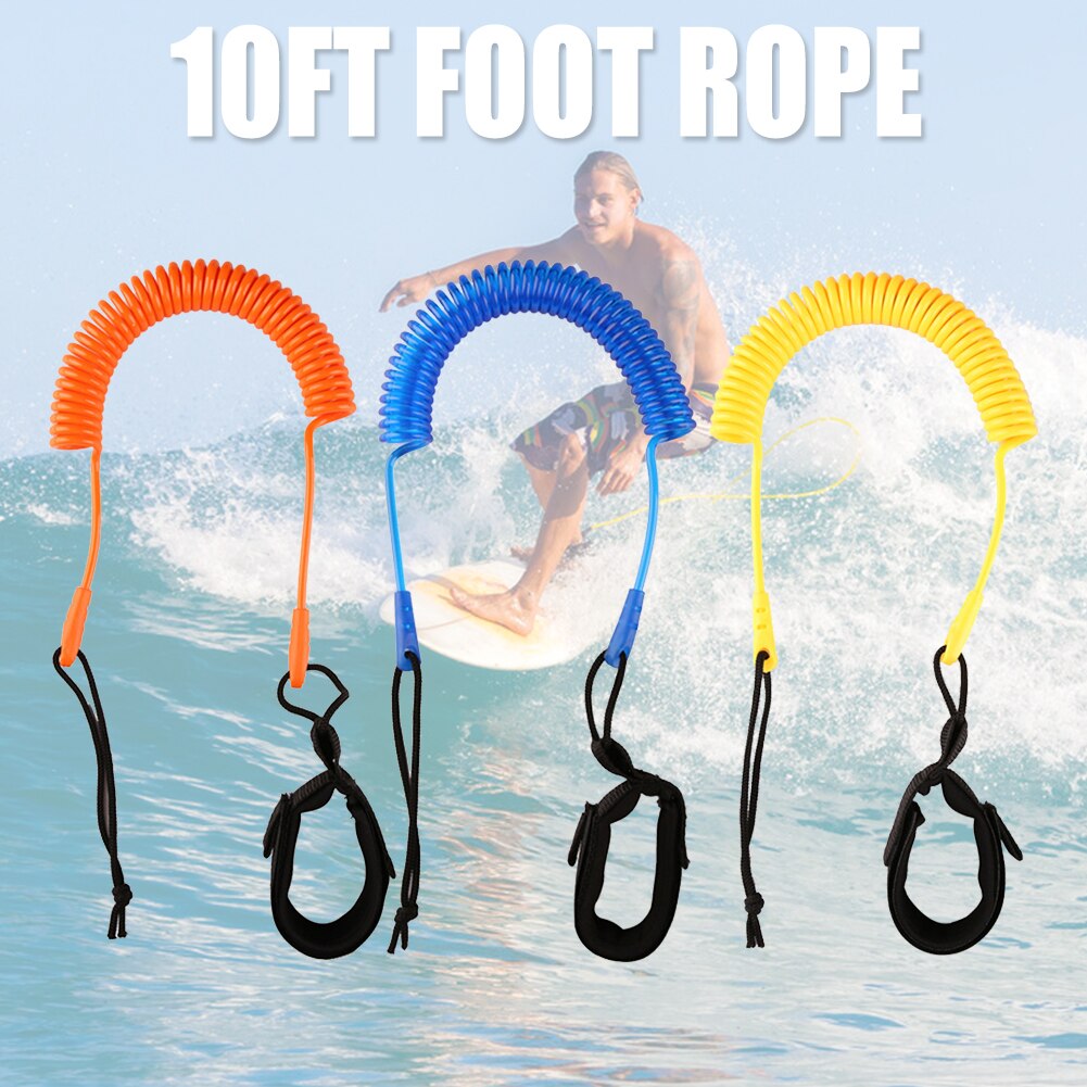 10 Feet Coiled Surfboard Leash Surfing Stand UP Paddle Board Ankle