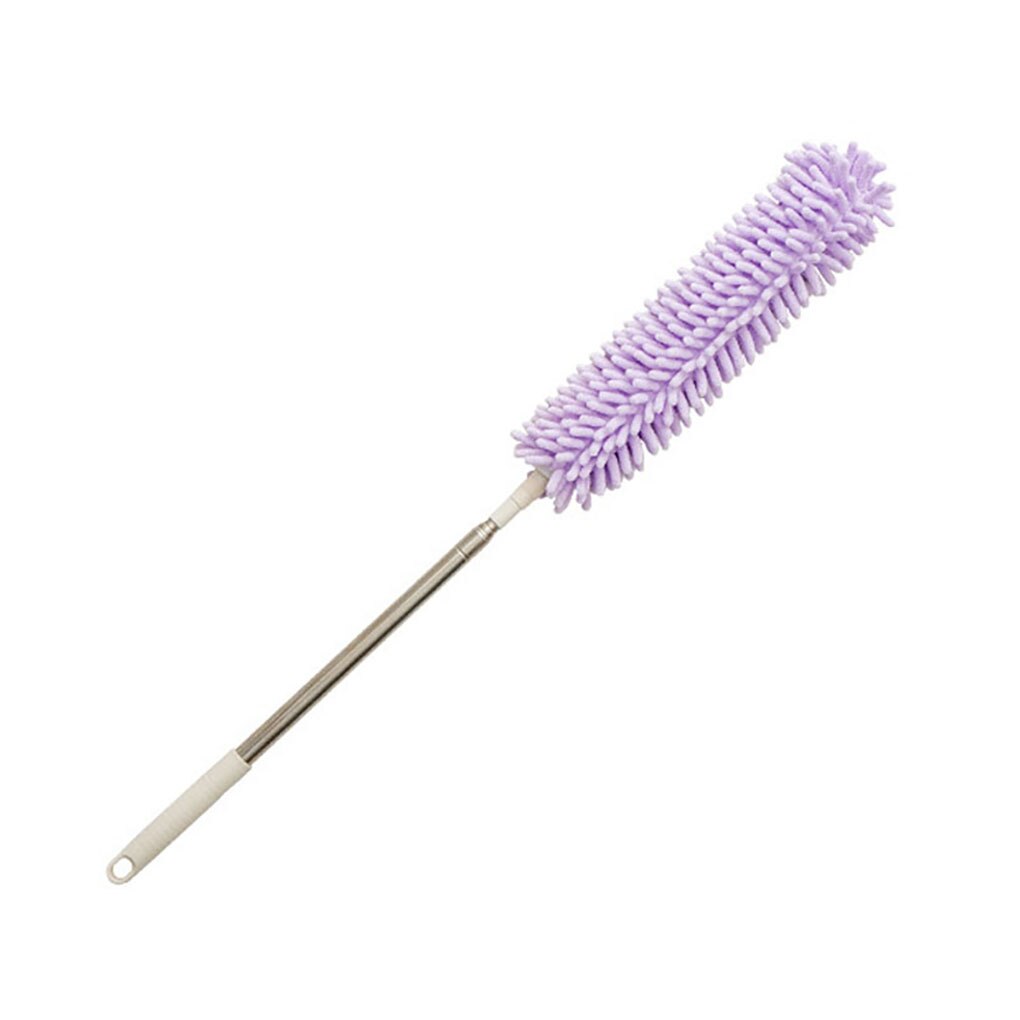 Plumero retráctil de adsorción electrostática, cepillo de polvo de chenilla para Interior del hogar, herramienta de limpieza de plumero de techo: Morado