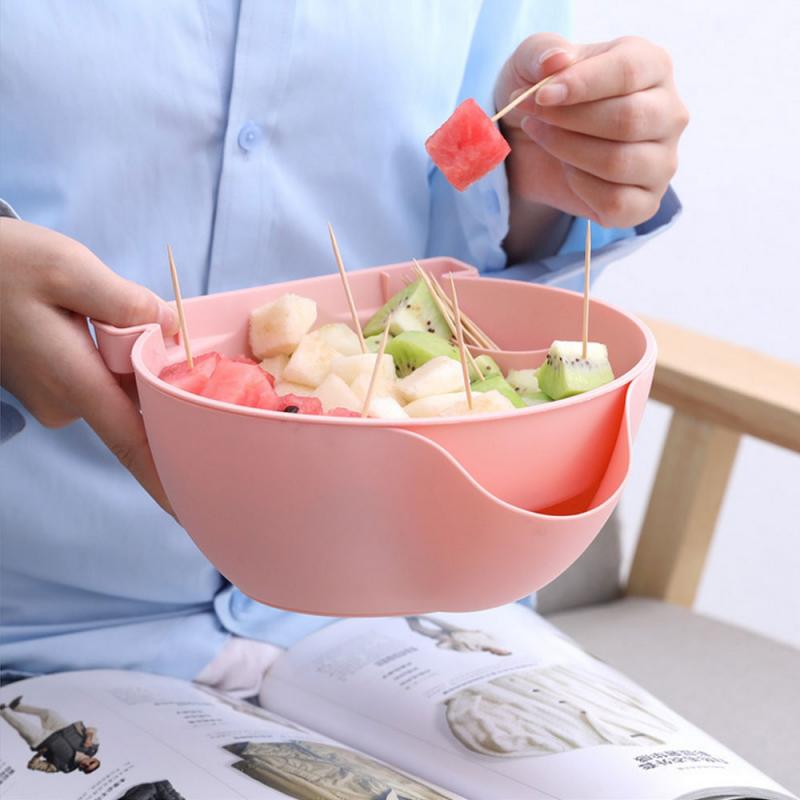Bol à collation avec support pour téléphone de stockage en plastique artefact paresseux Guazi panier de fruits Double couche Drain cuisine chambre outils