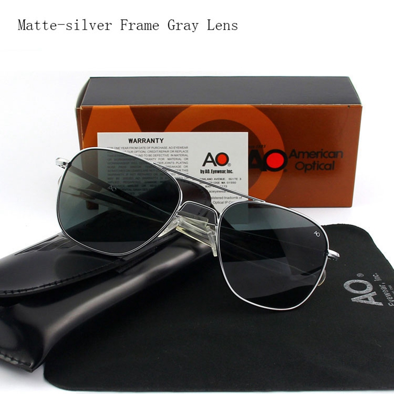 Pilot AO Sunglasses Men Brand AGX Tempered Glass Lens Sun Glasses Male: WHITE / dark green