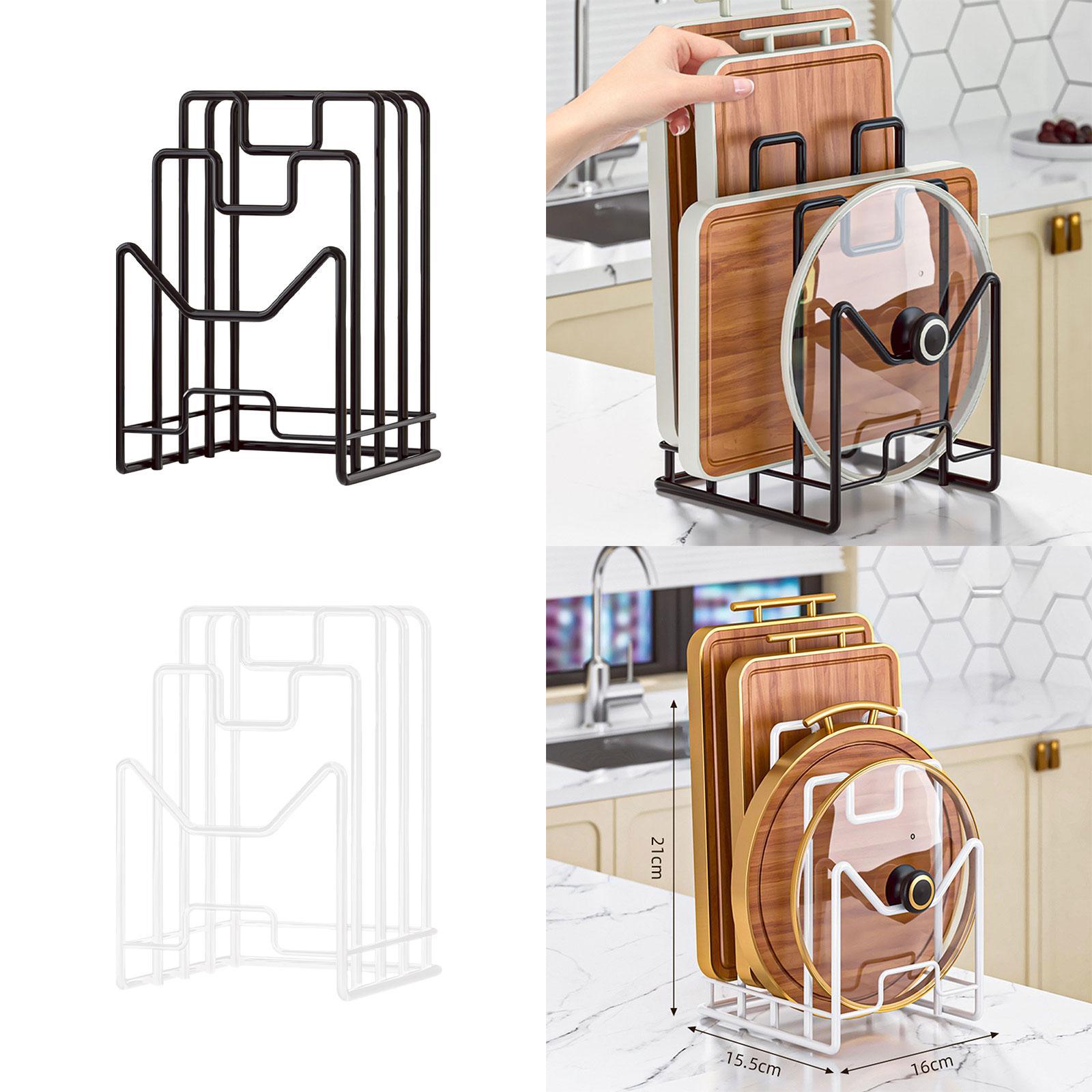 Cutting Board Storage Rack, Cookware Holder Divided Holder, Pot Lid Rack Stand for Cabinet