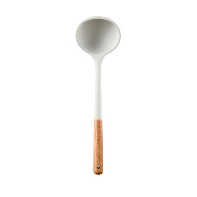 Silicone Utensil Kitchenware 1PC Non-stick Cooking Pot Cookware Spatula Egg Beaters Shovel Soup Spoon Kitchen Gadget Accessories: White Soup Spoon