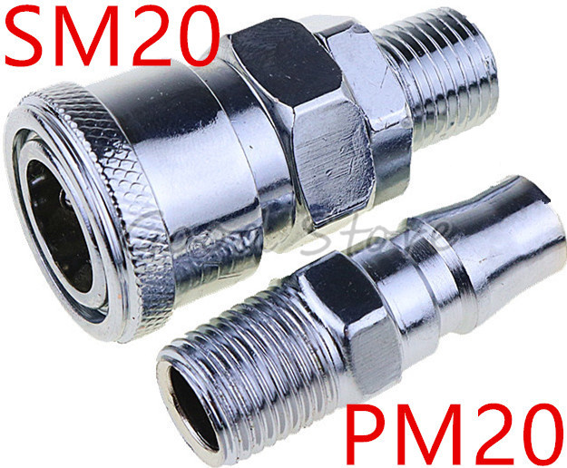SM20 PM20 1/4''PT Pneumatic Air Compressor Hose Quick Coupler Plug Socket Connector