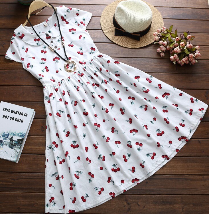 Escuela Japonesa uniformes Anime Cosplay Sailor traje estilo universitario pequeño fresco cereza estampado chicas dulces y lindas estudiante vestido M-XL