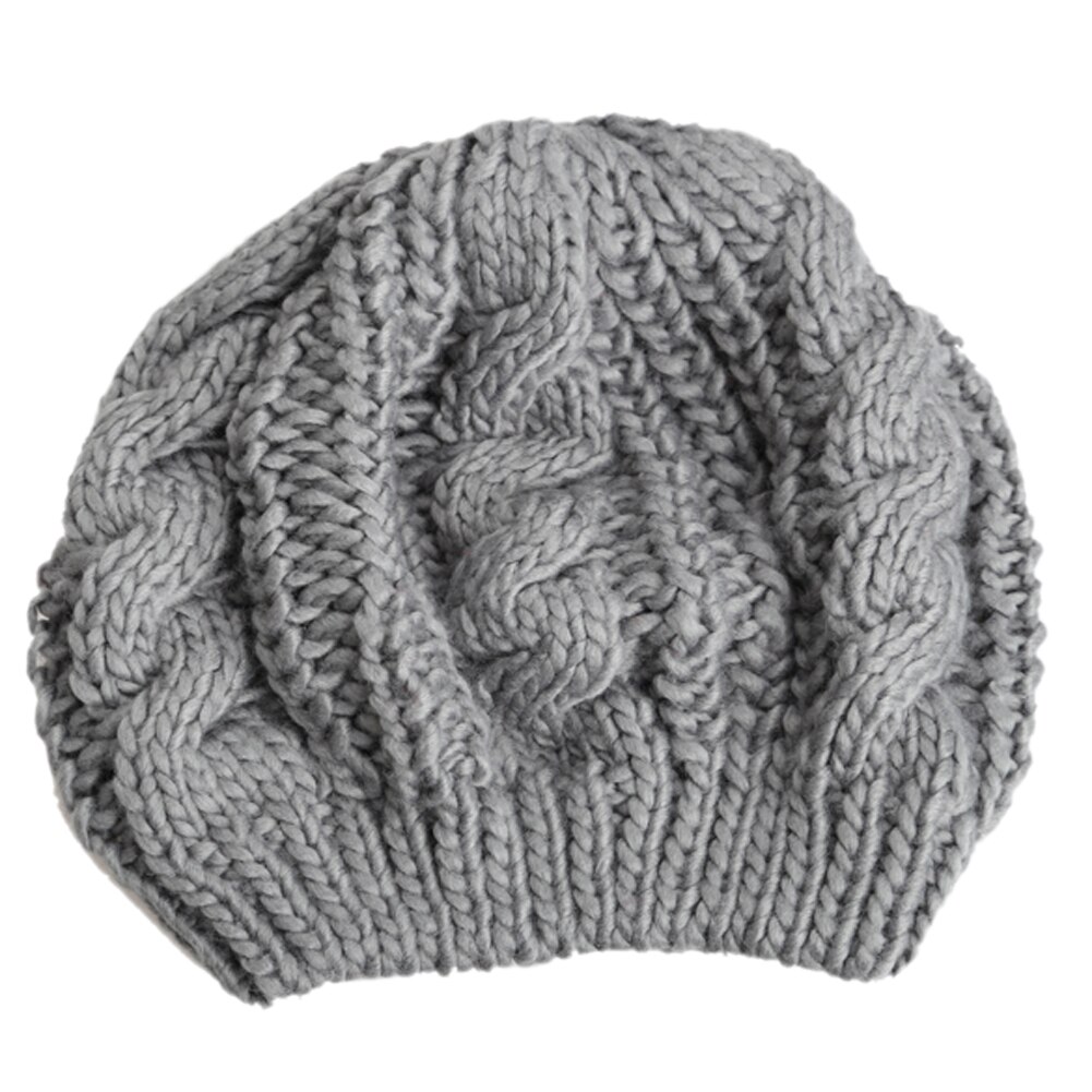 Boina de invierno cálido para mujer punto holgado Beanie Hat Multicolor Ski Cap JL