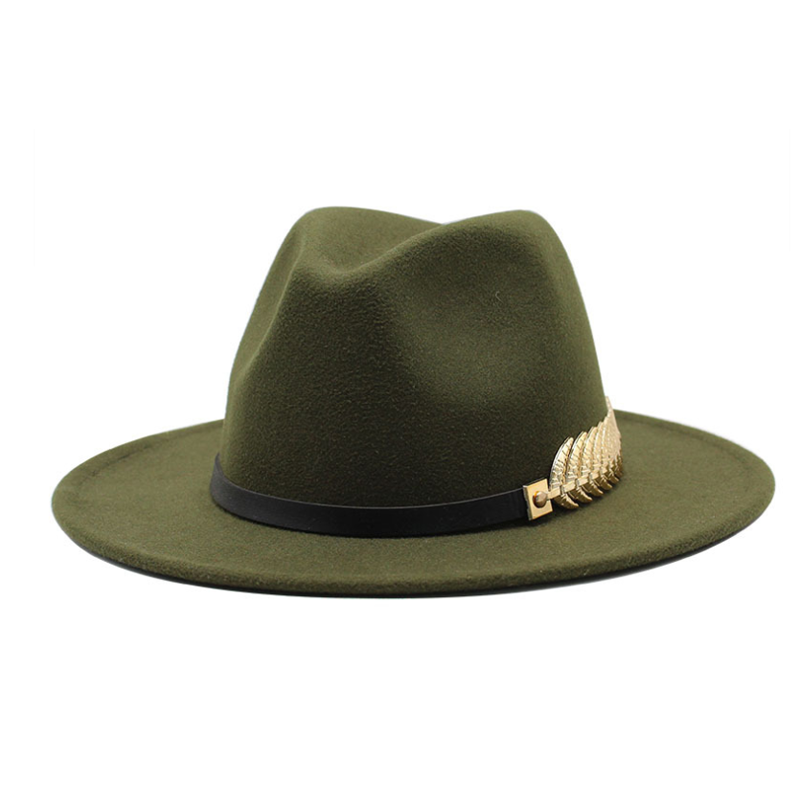 Mænd kvinder bred rand uldfilt fedora panama hat med bæltespænde jazz trilby cap fest formel top hat: 3