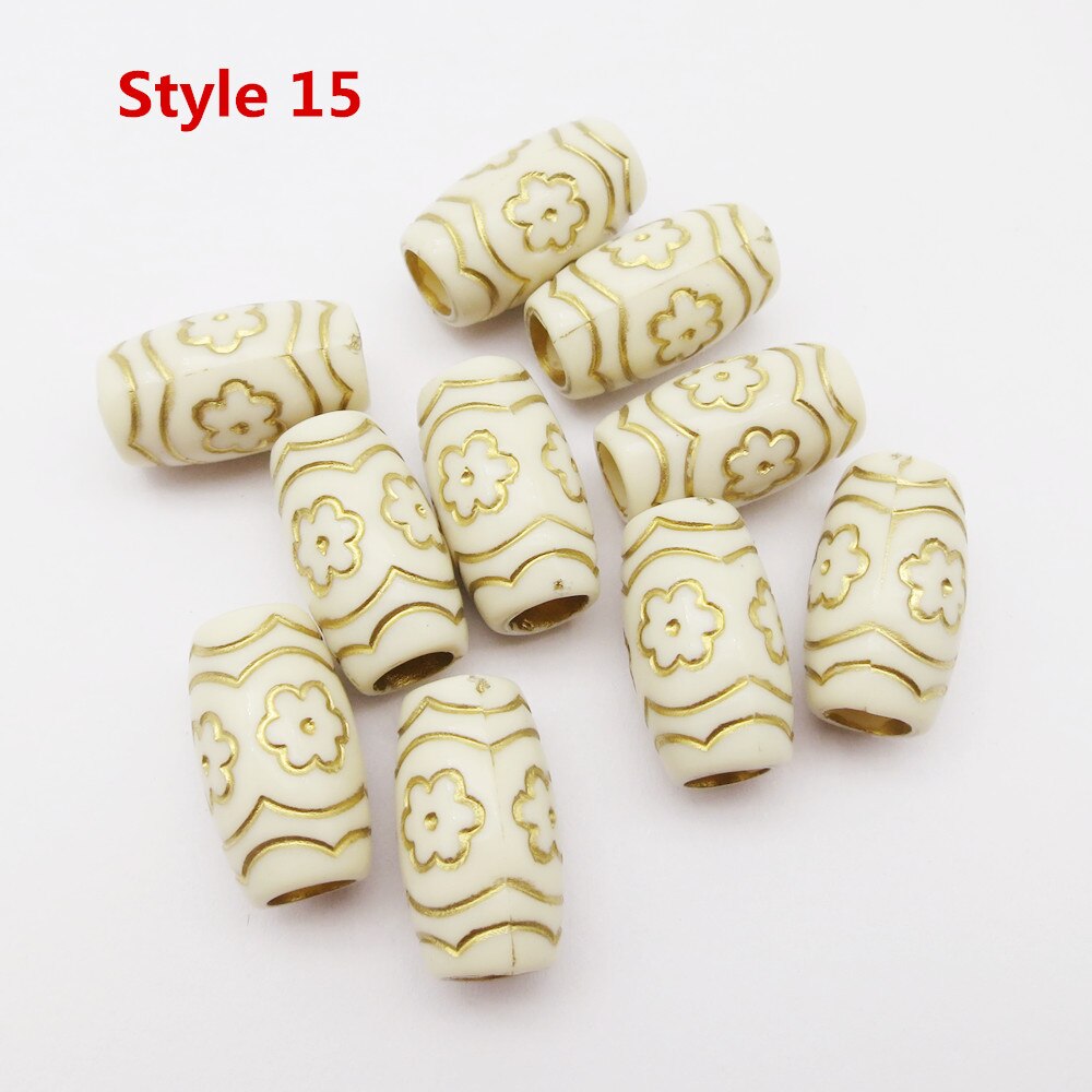 10 stk viking akryl træ hæklede fletninger hår dreadlock dreadlock skæg perler rørringe til hår mænd kvinder piger tilbehør: 10 stk stil 15