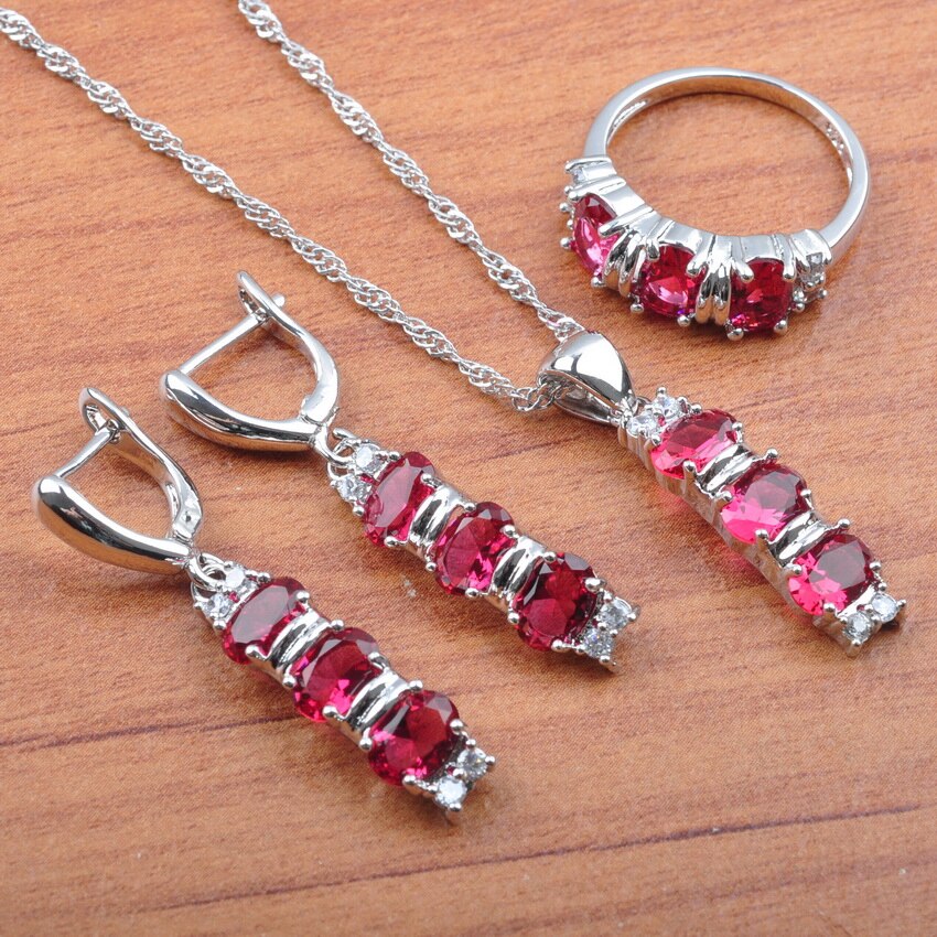 Sieraden sets rozenrode zirkonia trouwsieraden voor dames oorbellen armband ring sets  js0155