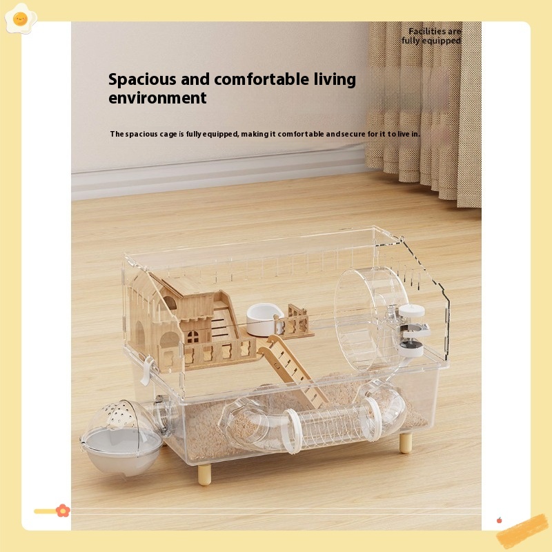 Jaula para hámster, jaula para hámster, Villa de lujo, transparente, gran espacio, acrílico, hábitat para mascotas, casa para animales pequeños, accesorios para ratas enanas