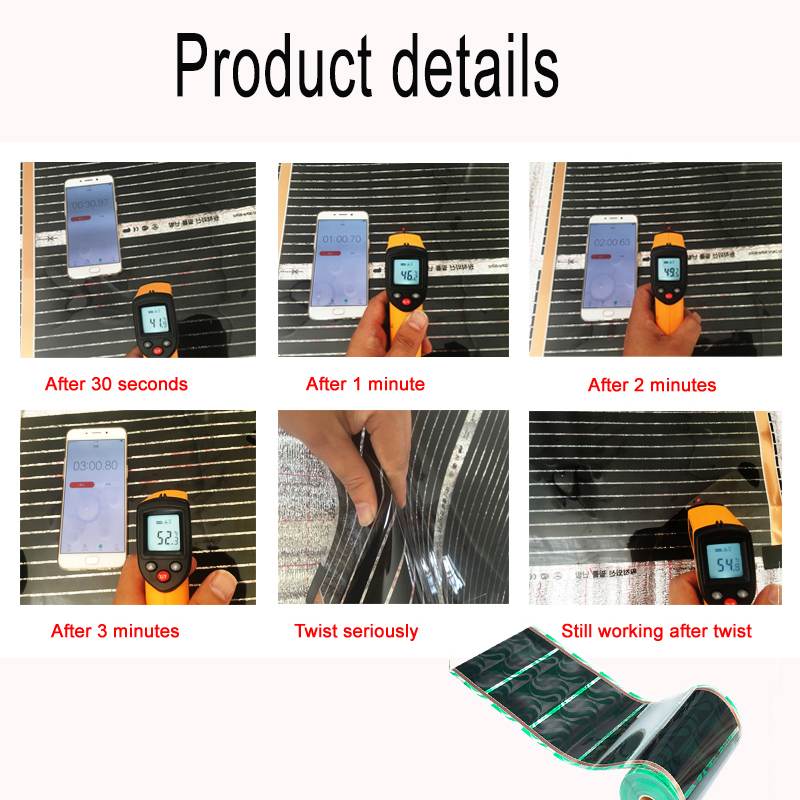 0.5m x 0.5m/2m/4m Film de chauffage infrarouge 220V système de plancher électrique chauffage intérieur feuille tapis chauffage par le sol Film de carbone