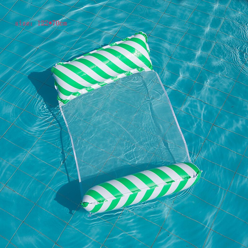Opblaasbare Water Speelgoed Voor Volwassen Hangmat Deckchair Water Opvouwbare Deckback Deckchair Opblaasbare Drijvende Hangmat Outdoor Speelgoed: stripe green