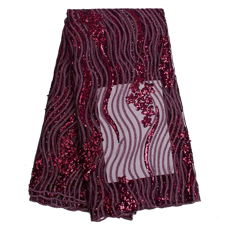 African tulle lace fabric African sequined lace fabric white mesh lace fabric is suitable for weddings2524B: Gray Purpel