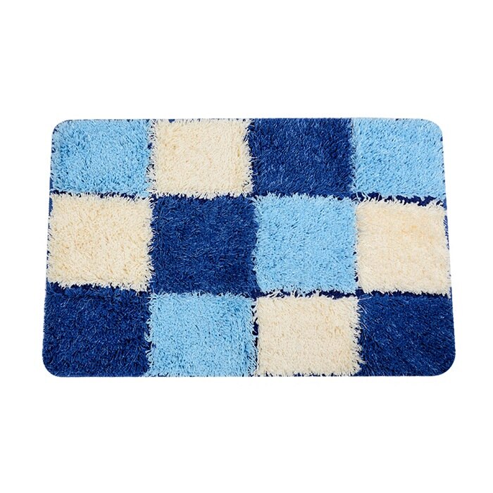 Topfinel slaapkamertapijten matten vloerkleden plaid antislip nordic badkamertapijt waterabsorptie keukentapijten vloerkleed lang pluizig: Blauw geruit / 50 80cm(19.7 31.5in)