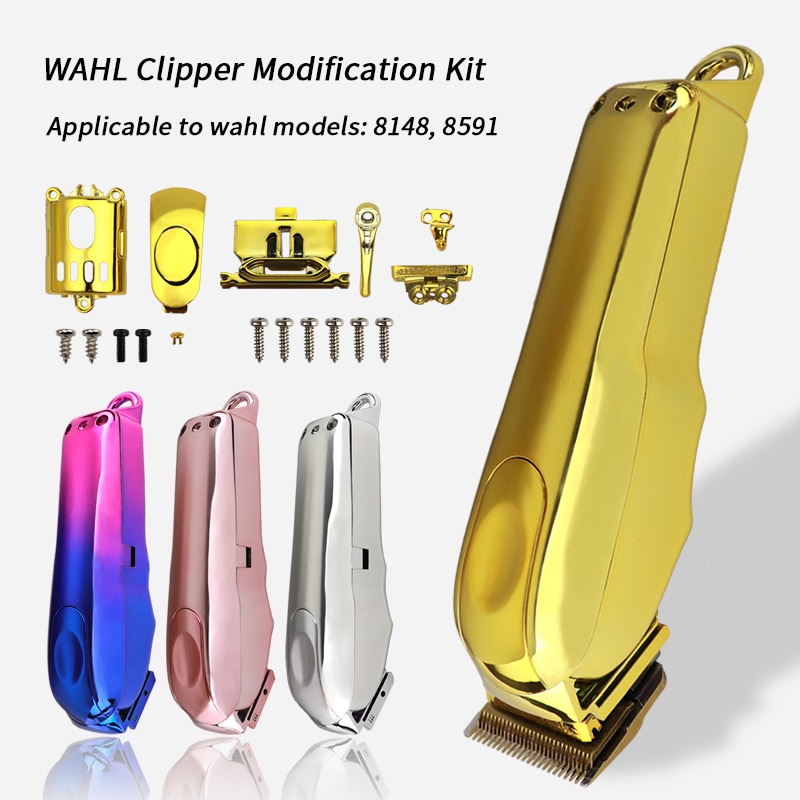 Pour wahl 8148/8591 Clipper modifié coquille tondeuse placage or dégradé couleur supérieure et inférieure couverture moteur couverture accessoires