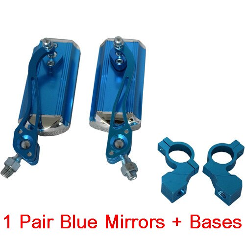 Aluminum Bicycle Rearview Mirror Adjustable Bike Mirror For Road Mountain Folding Bike MTB Rear Mirror Cycling Accessories: Blue Mirrors Bases