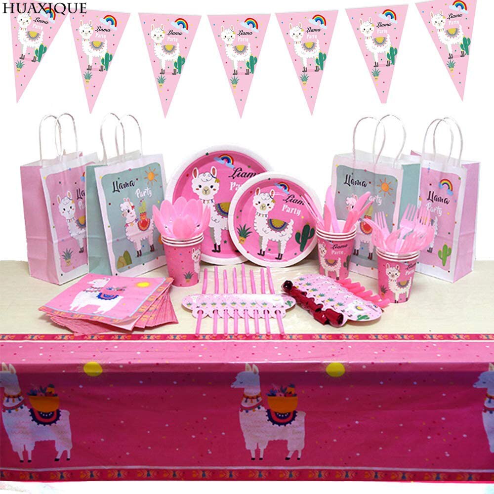 Llama Cactus – vaisselle jetable à motif d'alpagas, assiettes, gobelets, serviettes, décorations pour fête prénatale