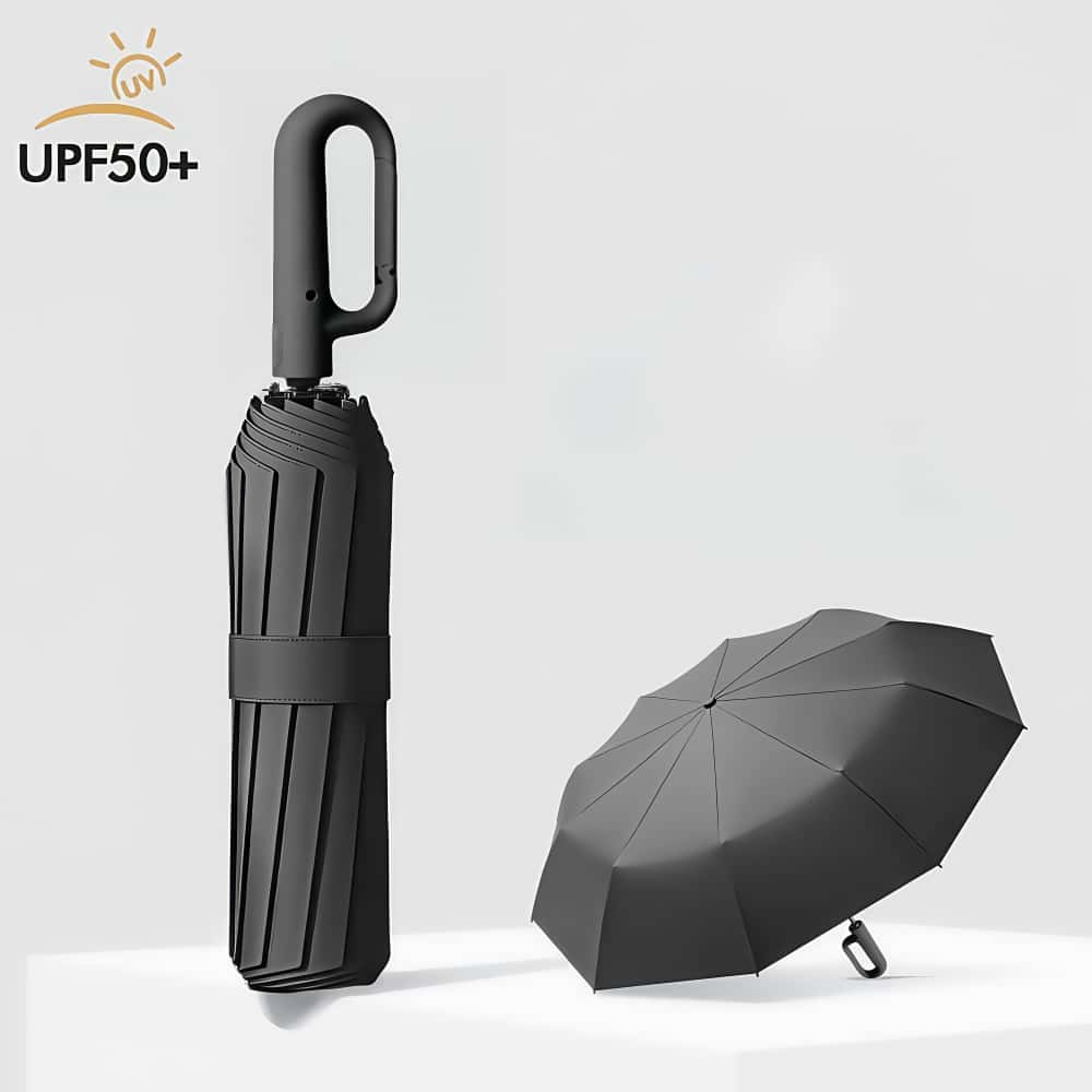 Paraguas automático, paraguas portátiles de viaje de negocios para hombres y mujeres, soporte de paraguas reforzado, sombrilla resistente a los rayos UV