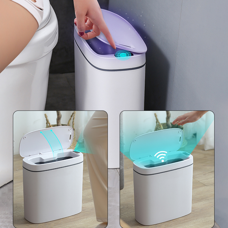 Smart Trash Can USB Charging Waste Bin For Kitchen Bathroom Dustbin Automatic Sensor Garbage Can Home Narrow Seam Waste Bin
